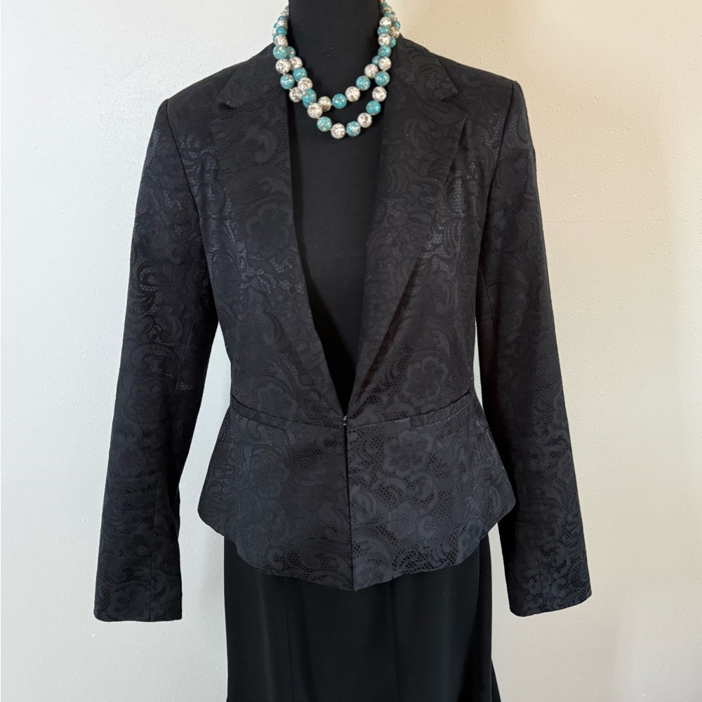 Apt. 9 Black Jacquard Blazer Size 8 Tailored Textured Career Jacket
